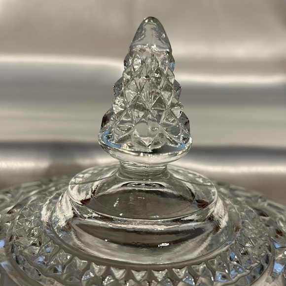 Vintage Anchor Hocking Wexford Glass Ice Bucket with Lid & Tongs Diamond Shaped - Picture 2 of 12